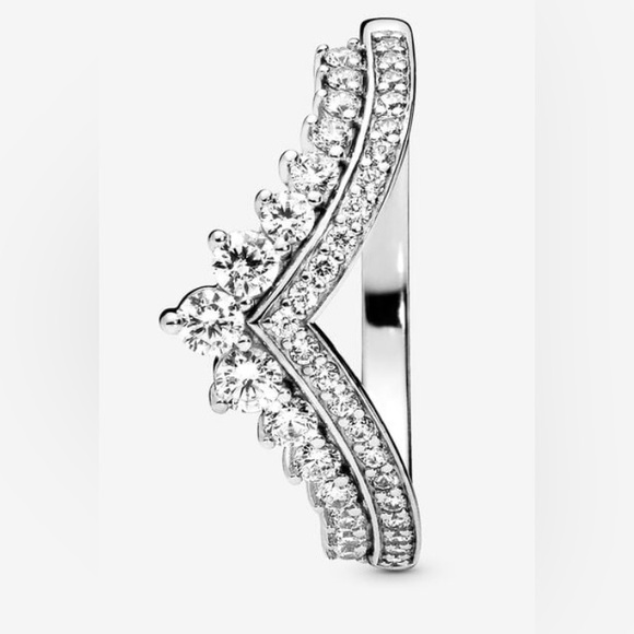 ❤️Pandora Princess Wishbone Ring. Size 64 Size 10.75 Stamped 925 Sterling Silver - Picture 4 of 4